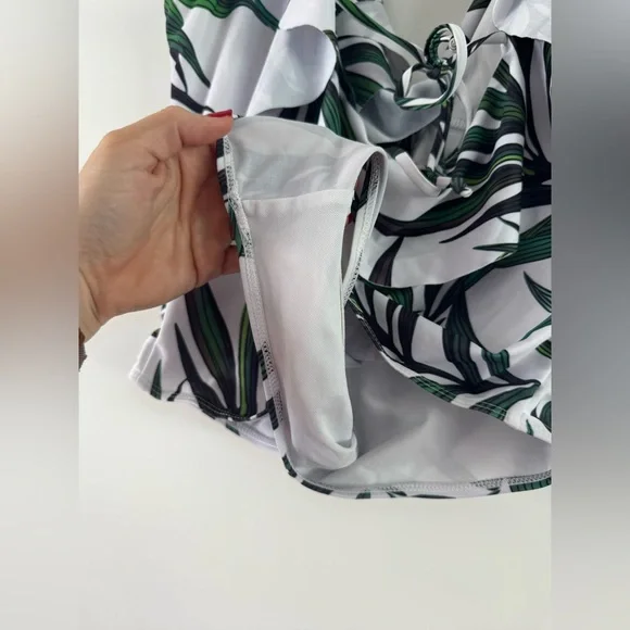 Tropical Leaf Print Kids One Piece Swimsuit - Picture 8 of 13